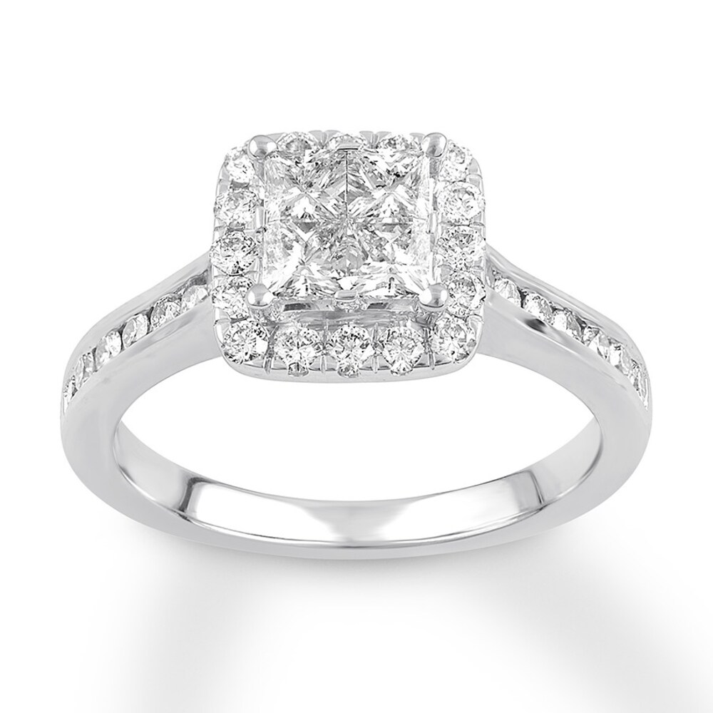 Diamond Engagement Ring 7/8 ct tw Princess-cut 14K White Gold vHx8YizP