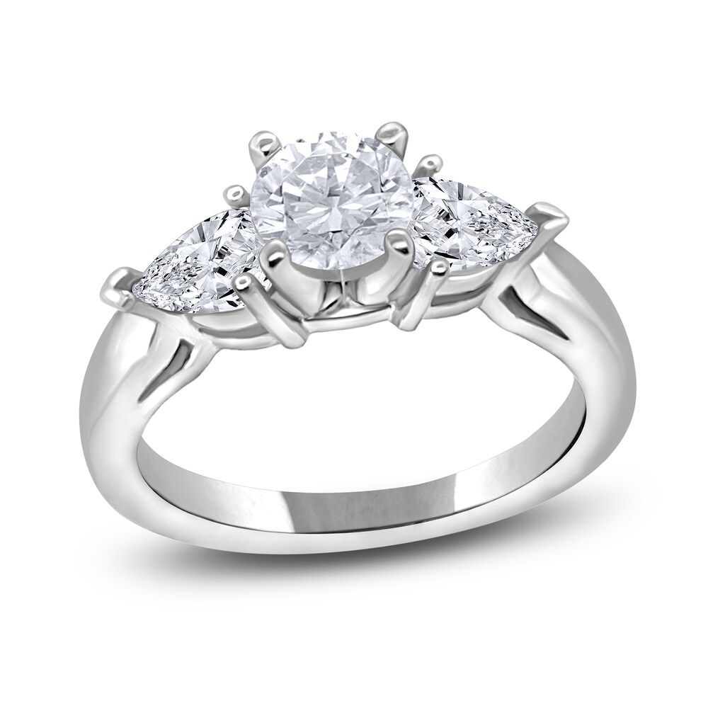 Diamond 3-Stone Engagement Ring 1 ct tw Round/Pear 14K White Gold vUkCDQ30