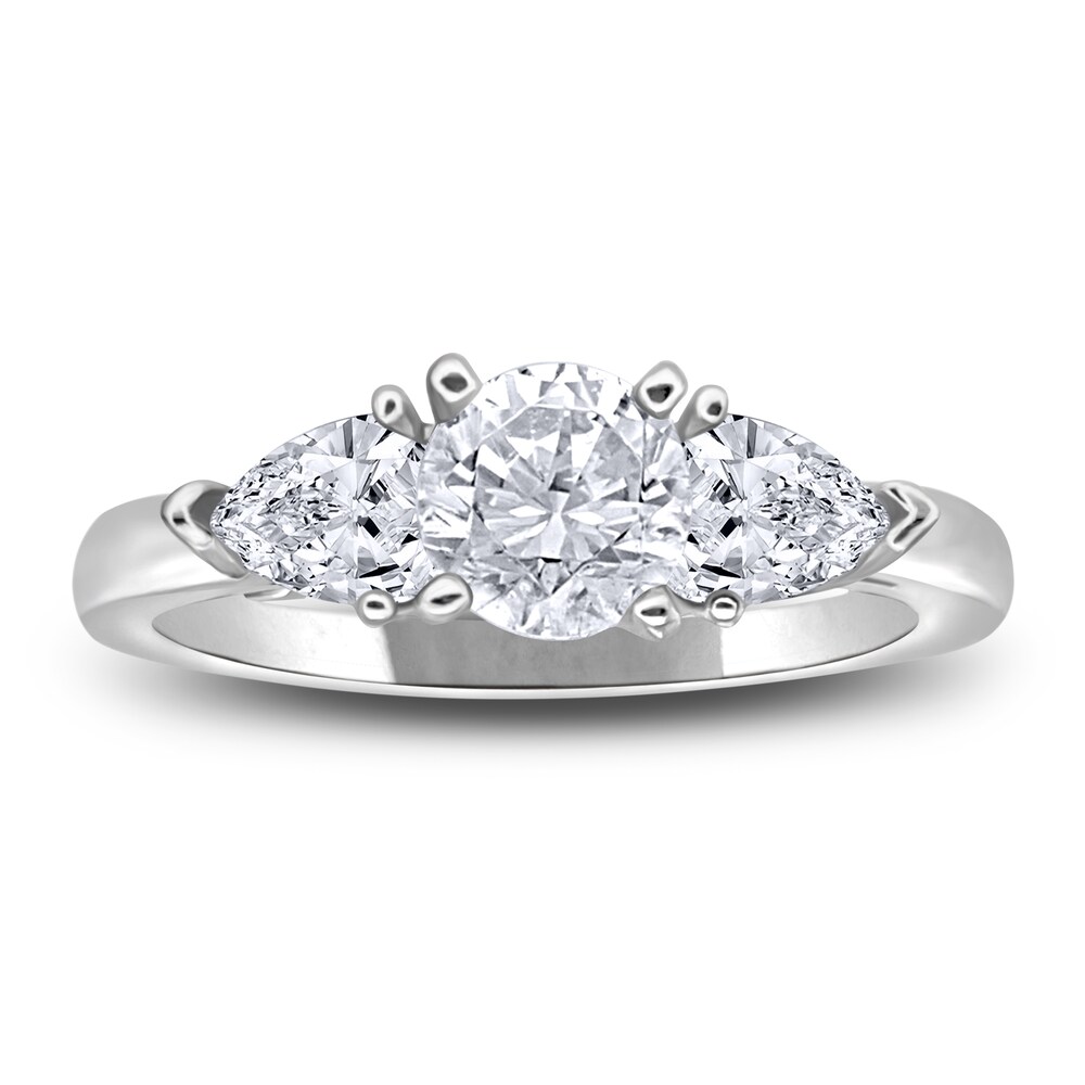 Diamond 3-Stone Engagement Ring 1 ct tw Round/Pear 14K White Gold vUkCDQ30