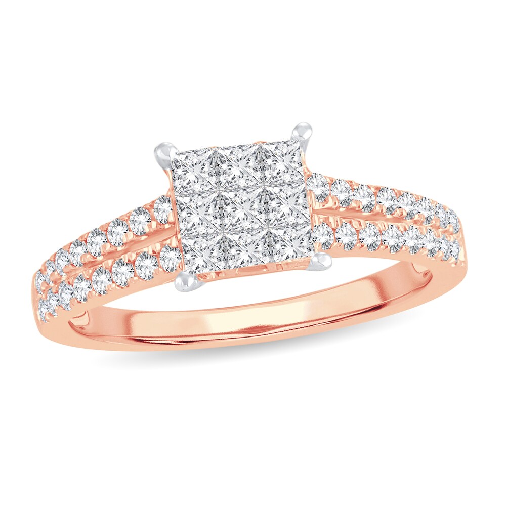 Diamond Ring 3/4 ct tw Round 14K Rose Gold vXBJ03lx