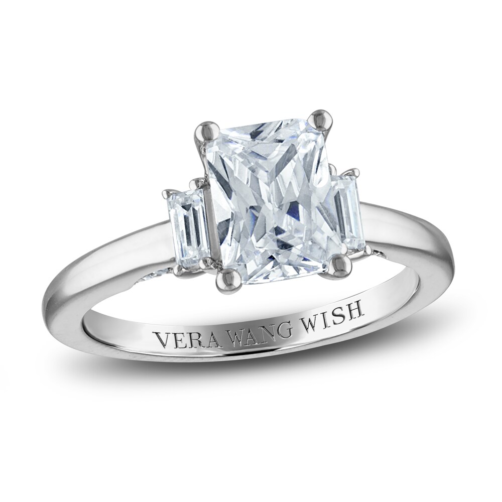 Vera Wang WISH Diamond Engagement Ring 2-1/5 ct tw Emerald/Baguette/ Round 18K White Gold vdJKiF4q [vdJKiF4q]