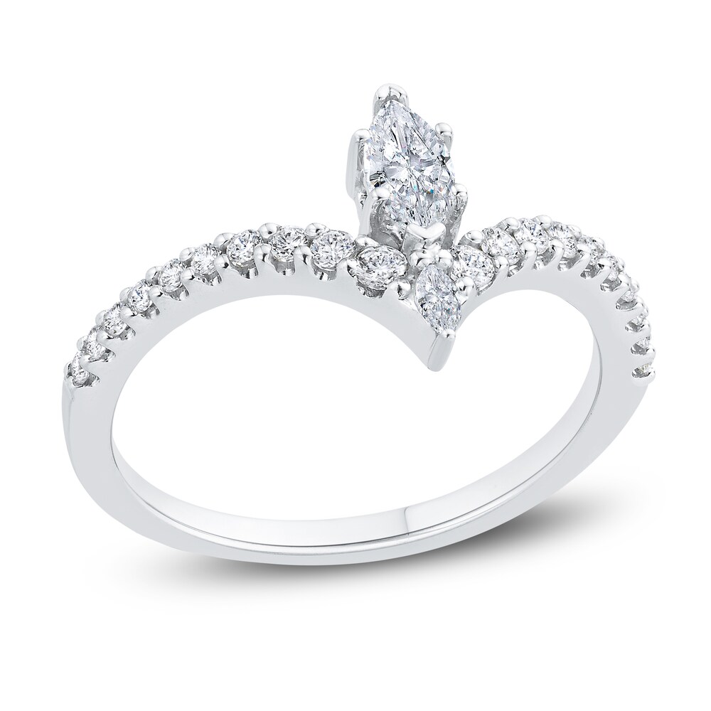Diamond Engagement Ring 1/2 ct tw Marquise/Round 14K White Gold vgM7YW3A [vgM7YW3A]