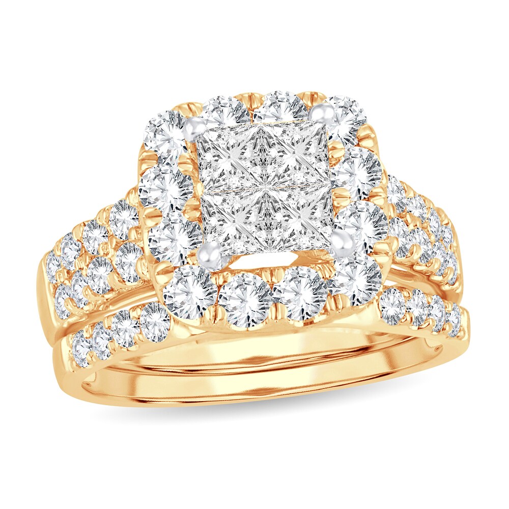 Diamond Bridal Set 2 ct tw Princess 14K Yellow Gold vsyXoJN6