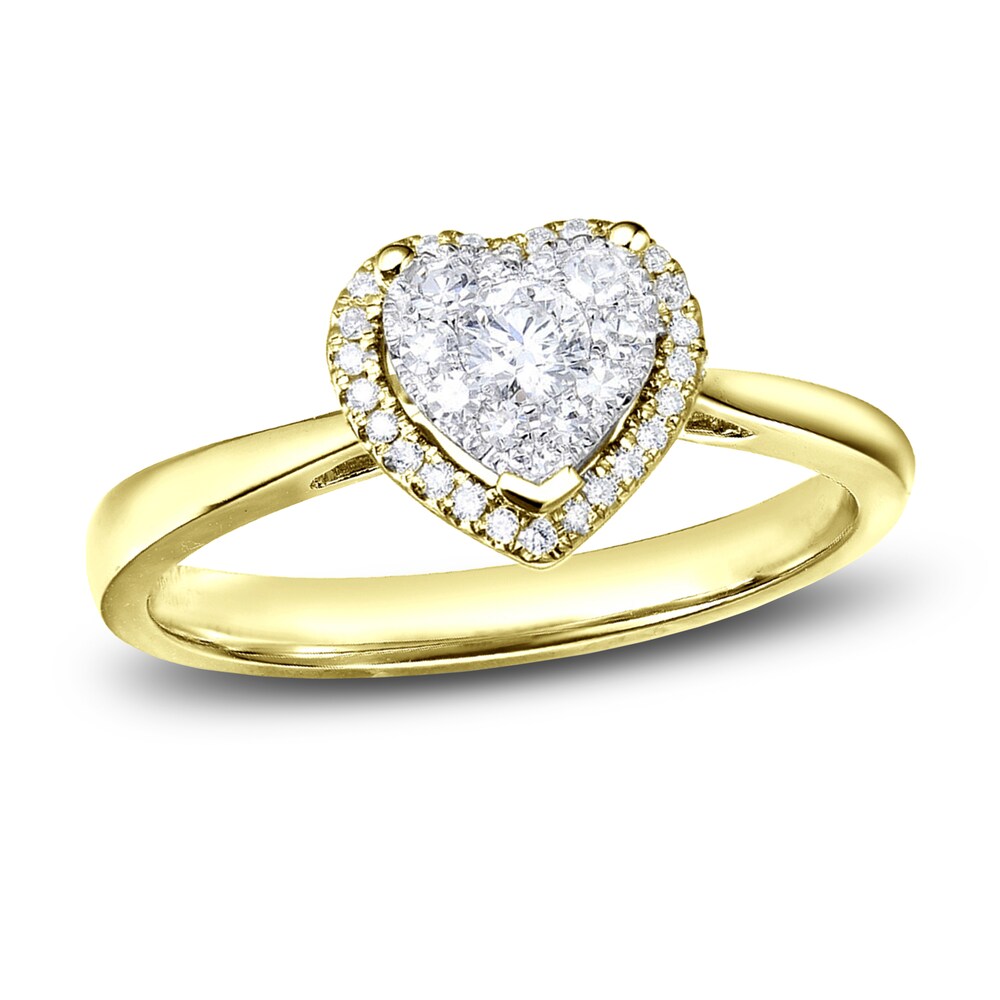 Diamond Heart Engagement Ring 1/3 ct tw Round 14K Yellow Gold vvkbqEre [vvkbqEre]