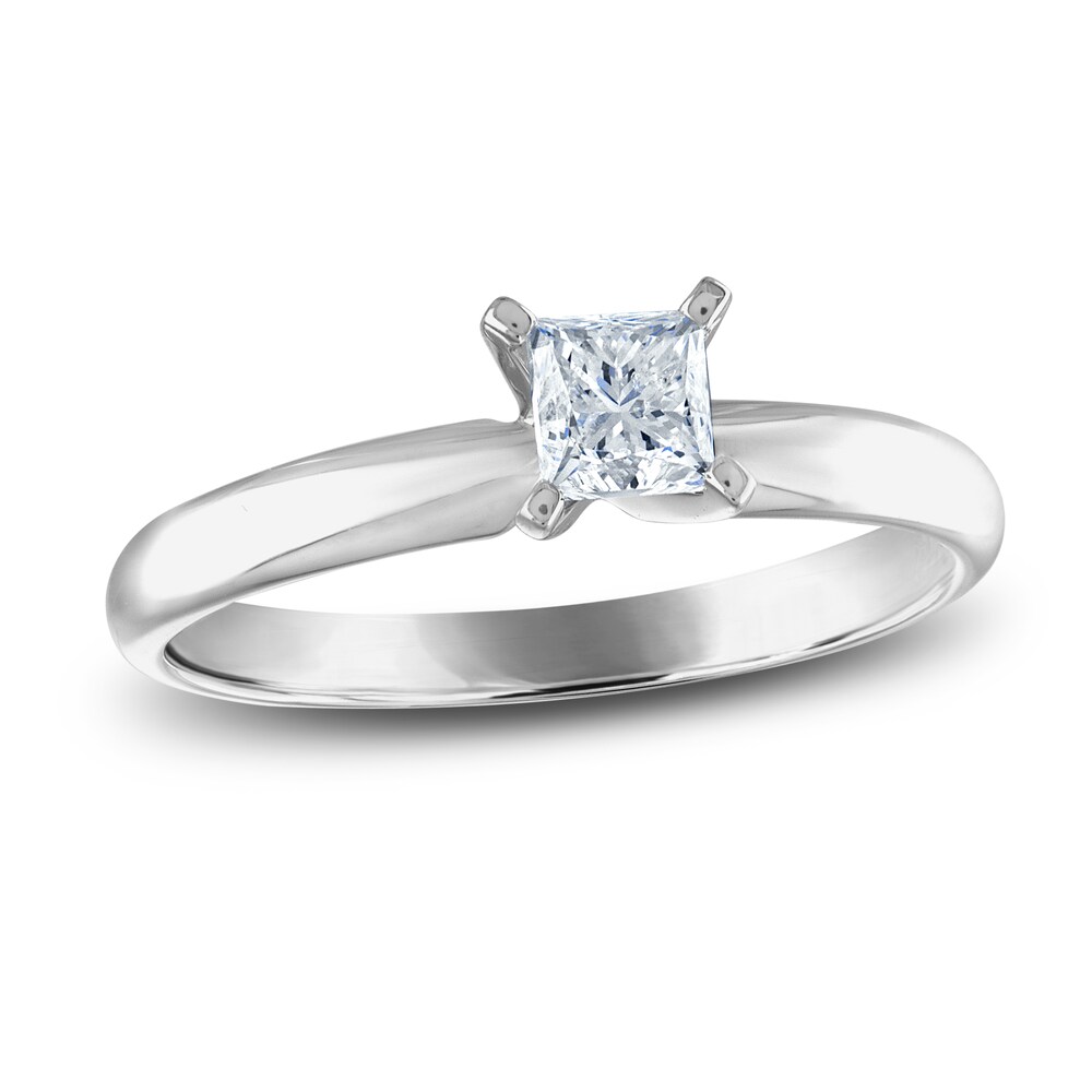 Diamond Solitaire Engagement Ring 3/4 ct tw Princess 14K White Gold (I/I2) vwb6p8L3
