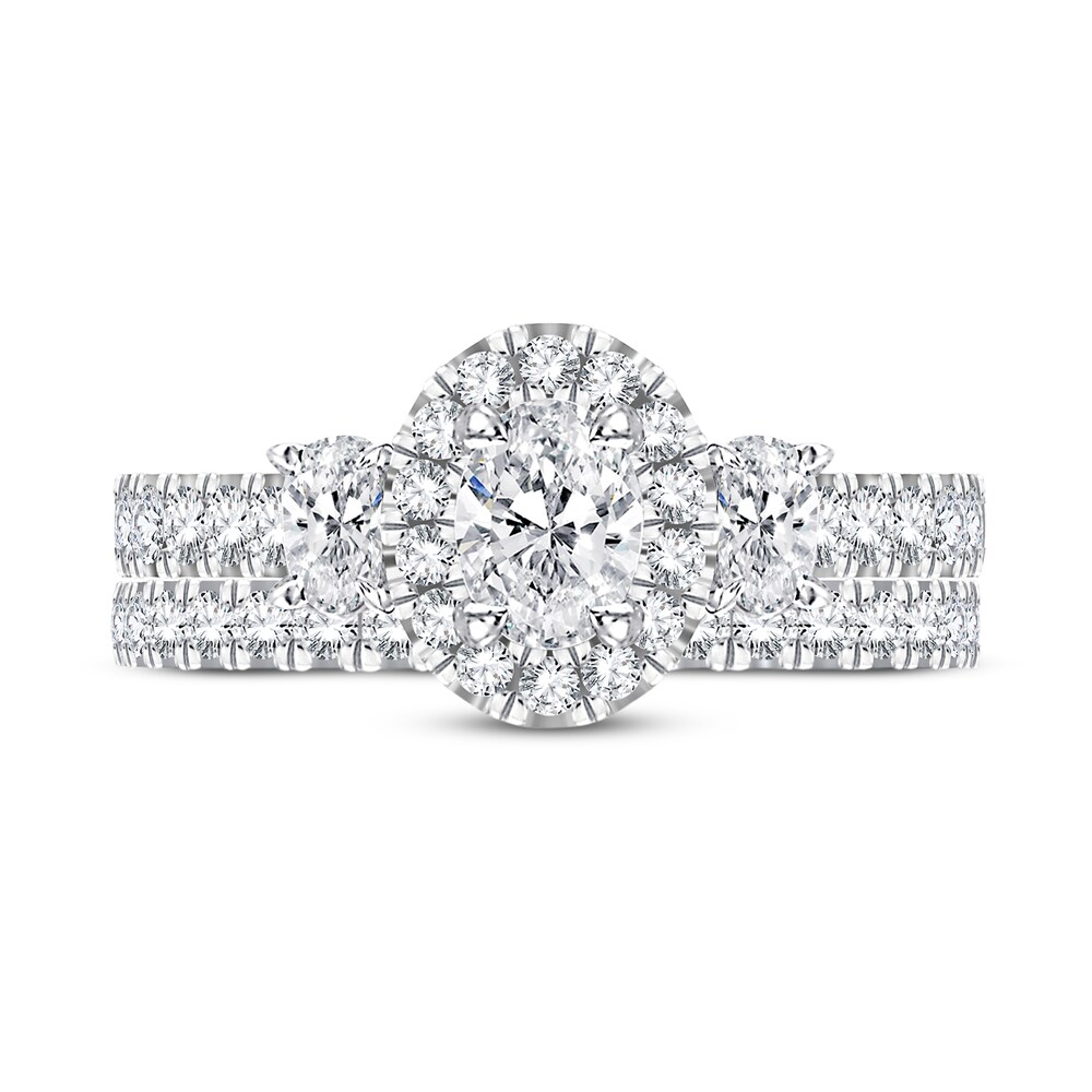 Diamond Bridal Set 1-1/2 ct tw Oval/Round-cut 14K White Gold w3bJzk3l