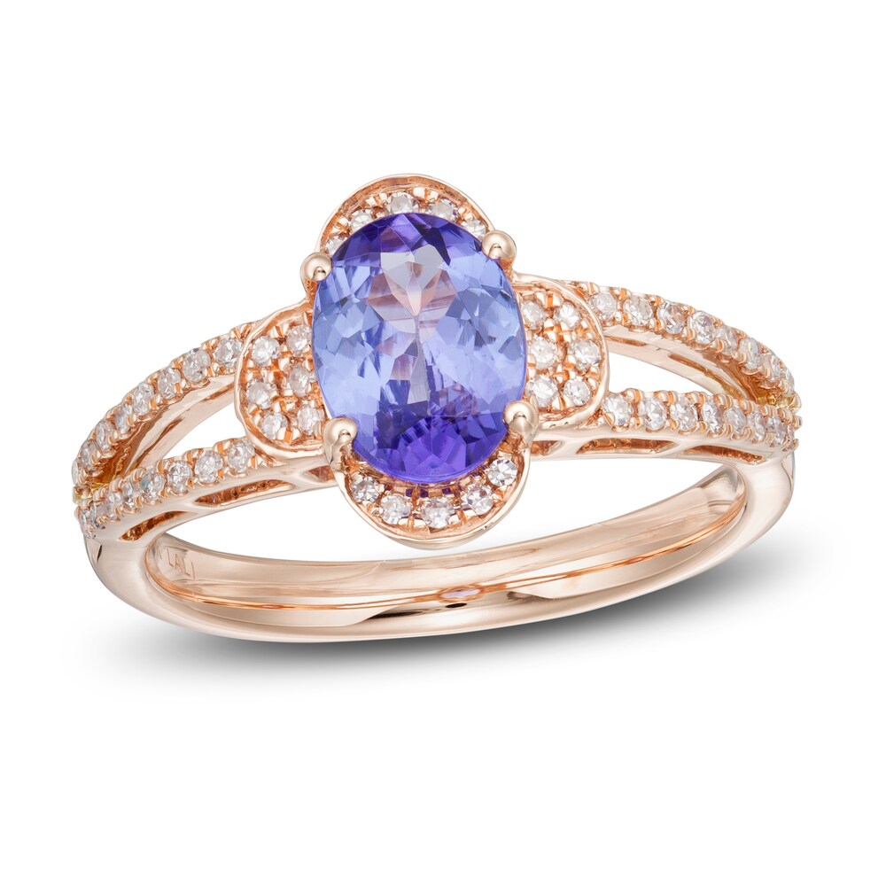 LALI Jewels Natural Tanzanite Engagement Ring 1/5 ct tw Diamonds 14K Rose Gold w9CSPXLp