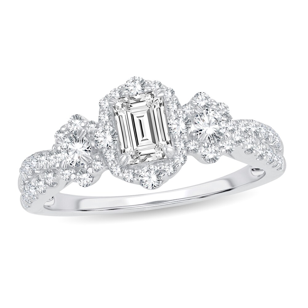 Diamond Ring 1-1/10 ct tw Emerald-cut 14K White Gold w9nbOpY6