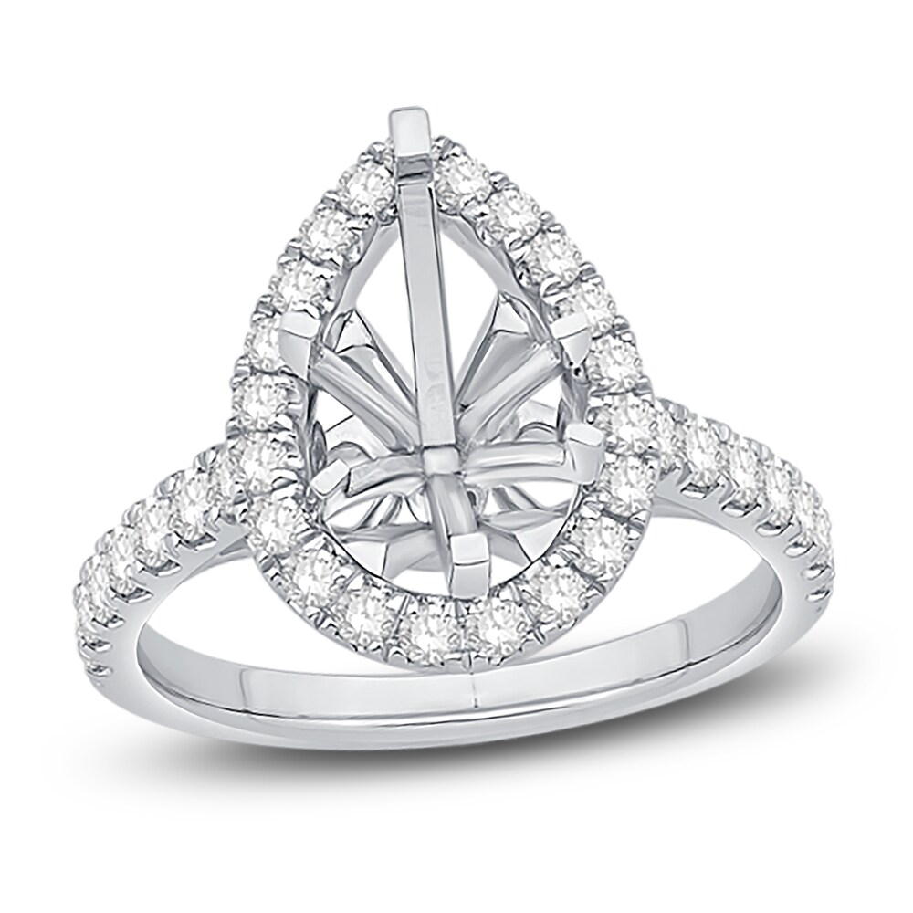 Engagement Ring 3/4 ct tw Pear/Round Platinum wBxOlBdg