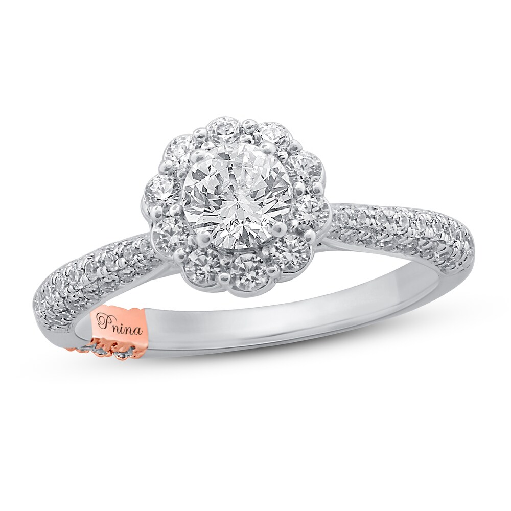 Pnina Tornai Romantic Rose Diamond Engagement Ring 1-1/4 ct tw Round 14K White Gold wGGua4Mh