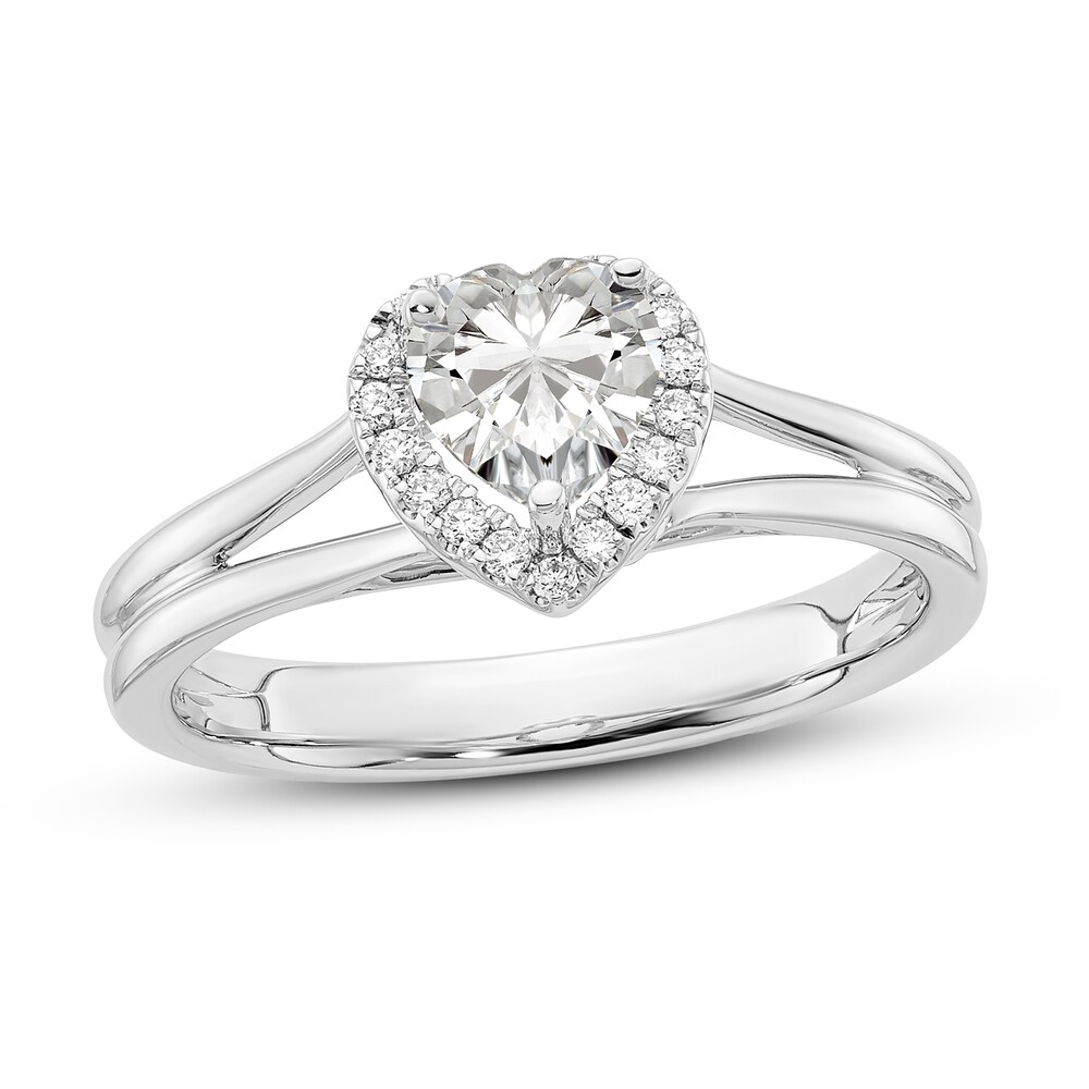 Diamond Halo Engagement Ring 1/2 ct tw Heart/Round 14K White Gold wJrZVSGv