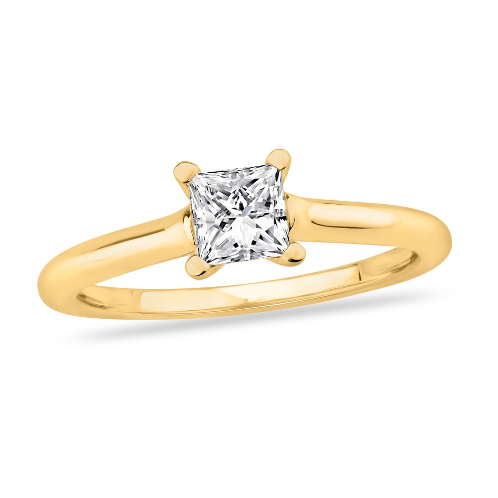 Diamond Solitaire Engagement Ring 3/4 ct tw Princess-cut 14K Yellow Gold (I2/I) wK8q1Rnx
