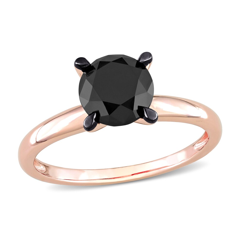 Black Diamond Solitaire Engagement Ring 2 ct tw Round-cut 14K Rose Gold wKVjJCbu