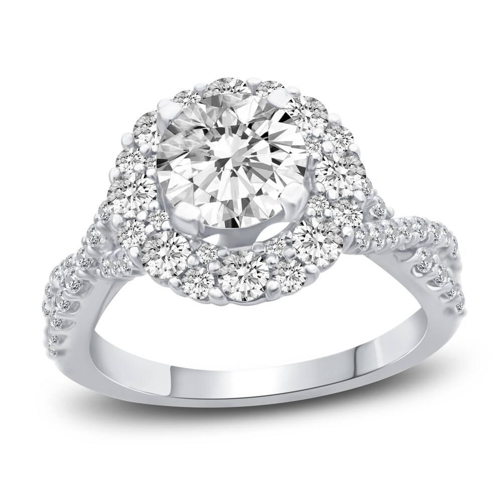 Diamond Engagement Ring 2-1/2 ct tw Round 14K White Gold wM7twnSW