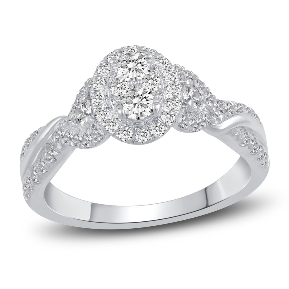 Diamond Engagement Ring 3/4 ct tw Round 14K White Gold wRpK1qhS