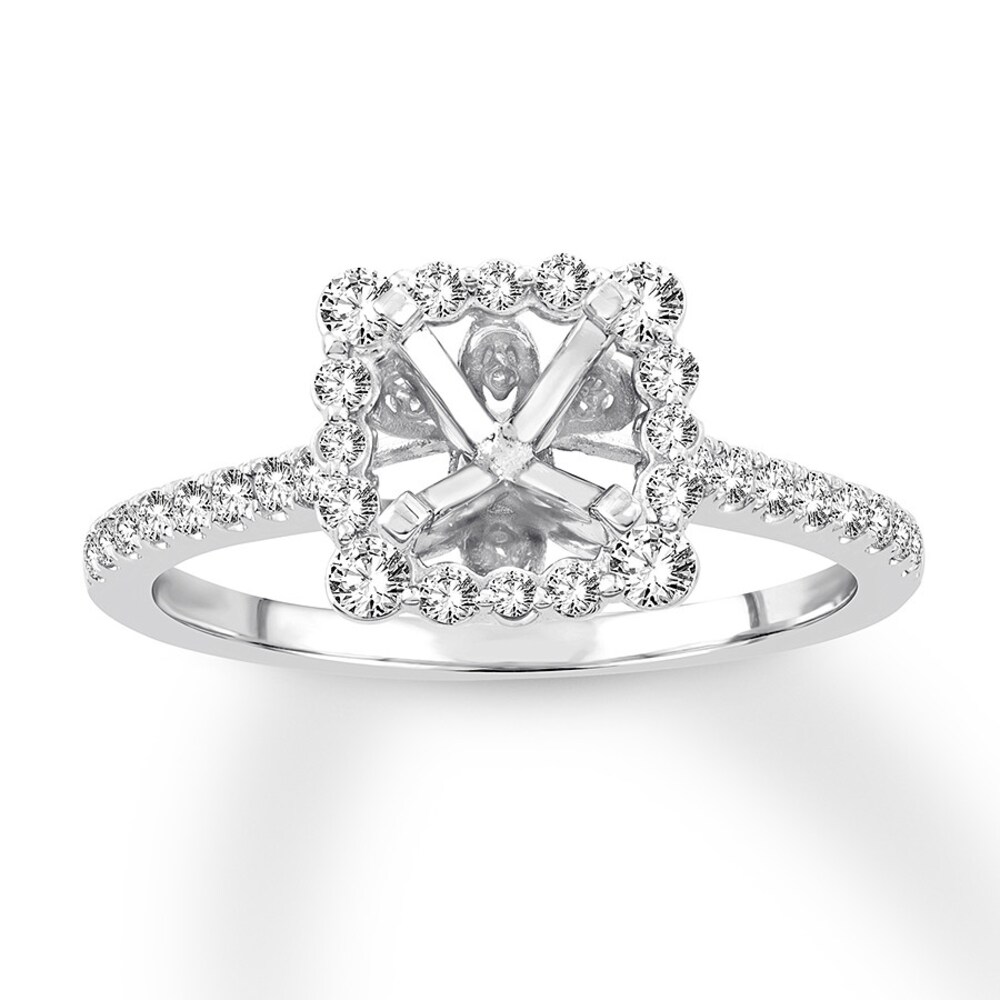 Diamond Engagement Ring Setting 3/8 ct tw Round 14K White Gold wXR3743m