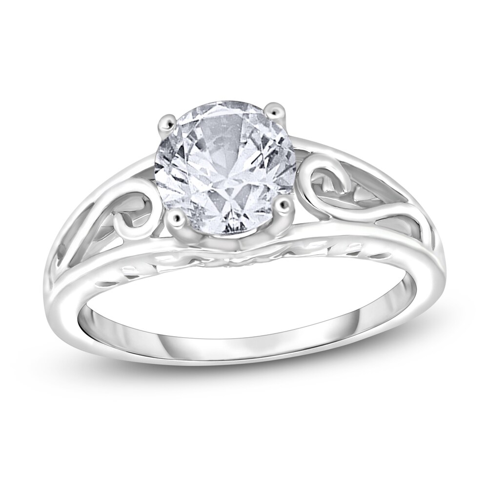 Diamond Solitaire Scroll Engagement Ring 1 ct tw Round 14K White Gold (I2/I) wYTWoo1r