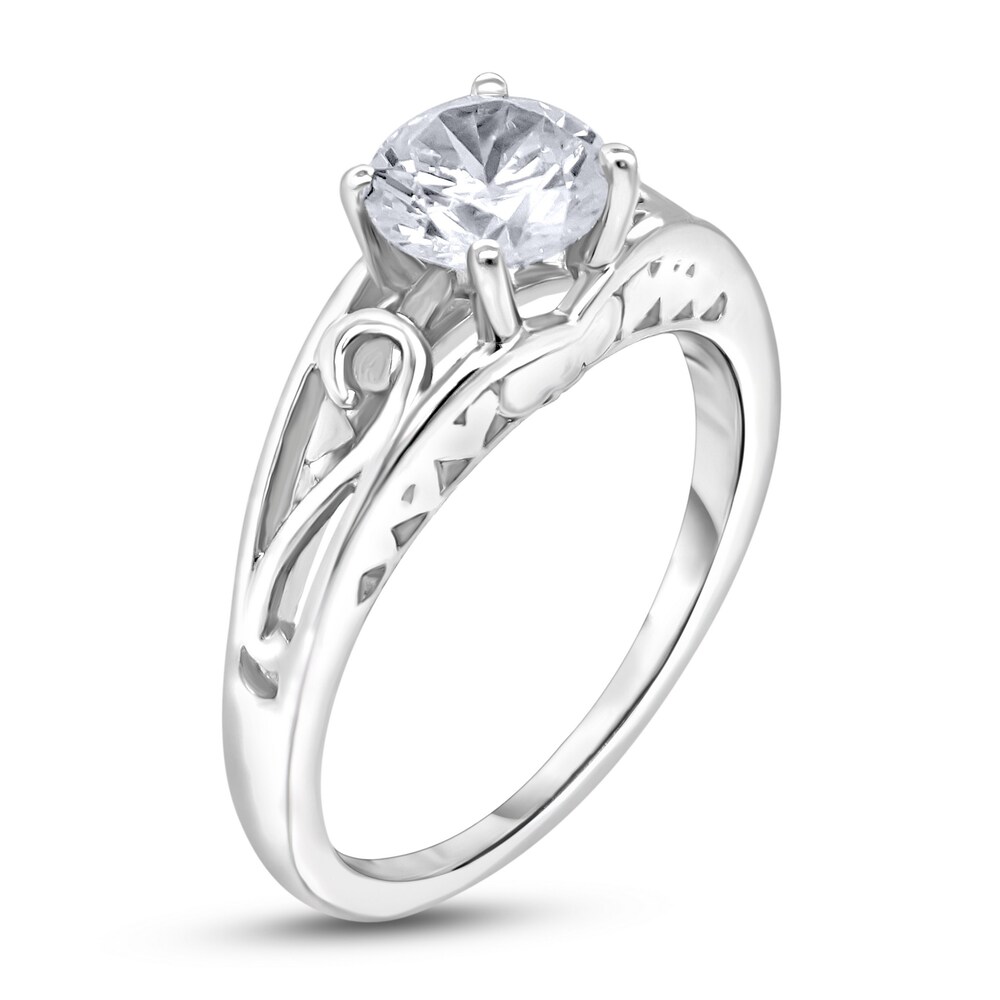 Diamond Solitaire Scroll Engagement Ring 1 ct tw Round 14K White Gold (I2/I) wYTWoo1r