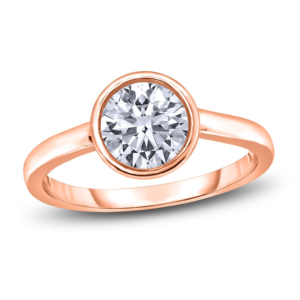 Diamond Solitaire Engagement Ring 2 ct tw Bezel-Set Round 14K Rose Gold (I2/I) wbGZWeaK