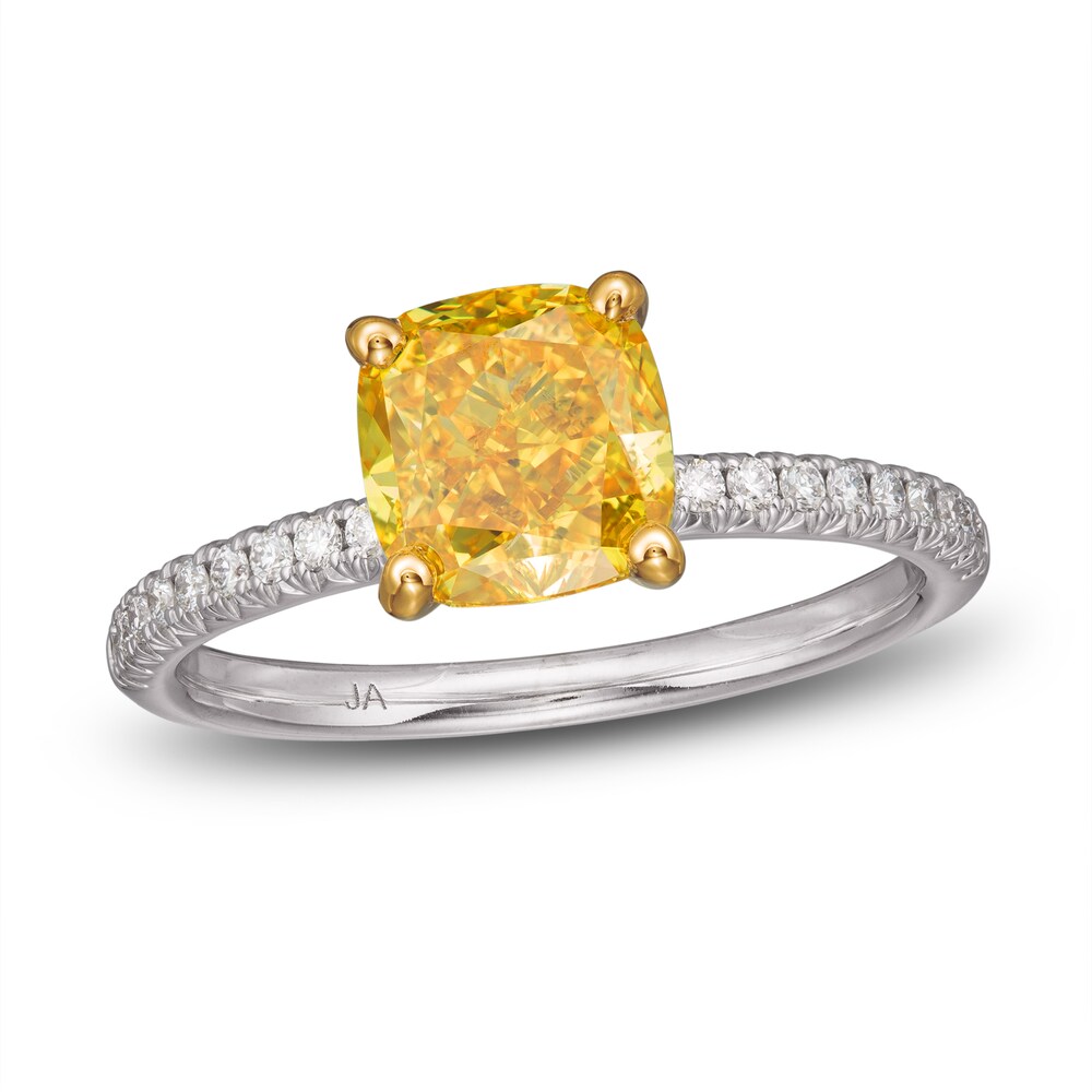 Lab-Created Diamond Engagement Ring 2 ct tw Round/Cushion 14K White Gold wfoSTmJp