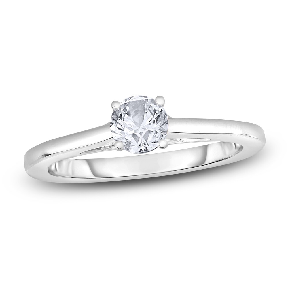 Diamond Solitaire Engagement Ring 1/2 ct tw Round 14K White Gold (I2/I) wiYuL7u1