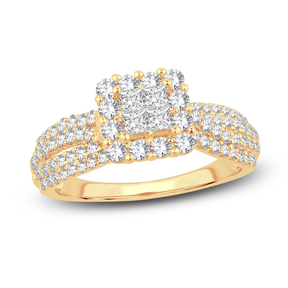 Diamond Ring 1 ct tw Round/Princess 14K Yellow Gold x18o8lve