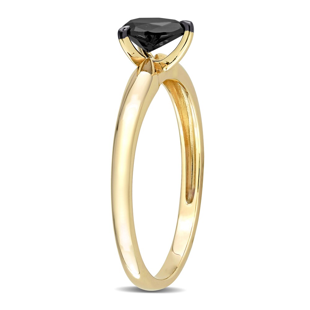 Black Diamond Solitaire Engagement Ring 1/2 ct tw Pear-shaped 14K Yellow Gold xJ73o3ZK