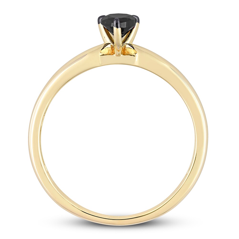 Black Diamond Solitaire Engagement Ring 1/2 ct tw Pear-shaped 14K Yellow Gold xJ73o3ZK