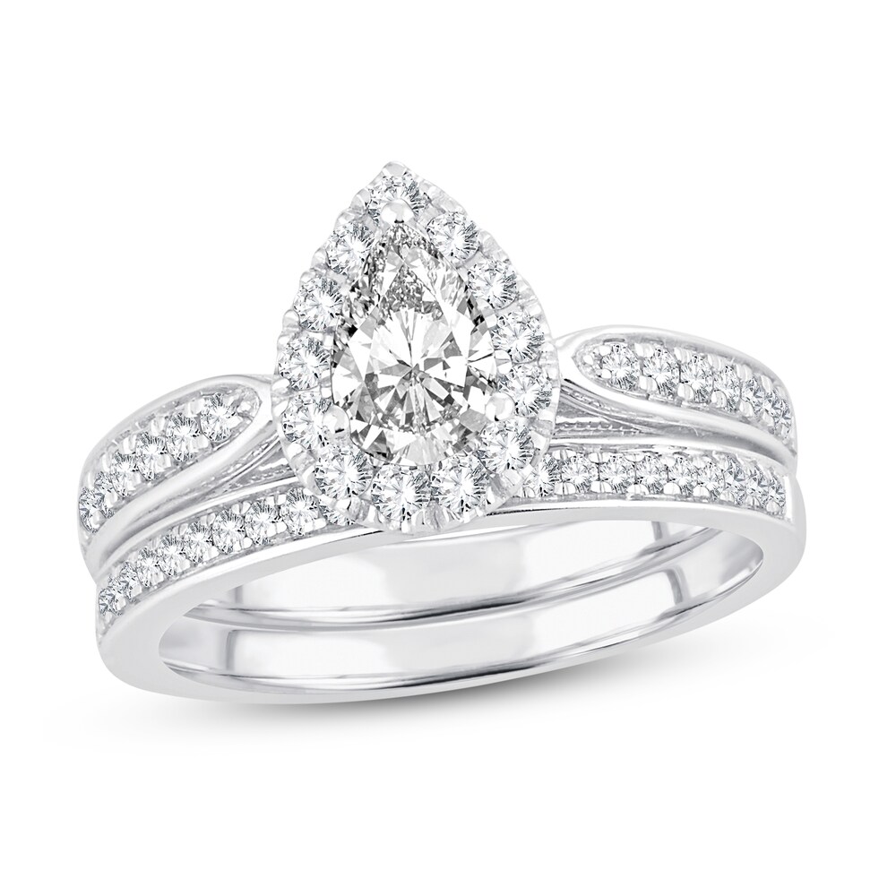 Diamond Bridal Set 7/8 ct tw Pear-shaped/Round-cut 14K White Gold xQLpGC7A