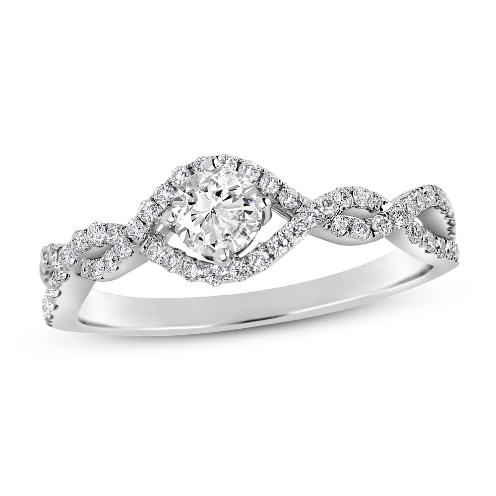 Diamond Engagement Ring 5/8 ct tw Round 14K White Gold xTE18qn9