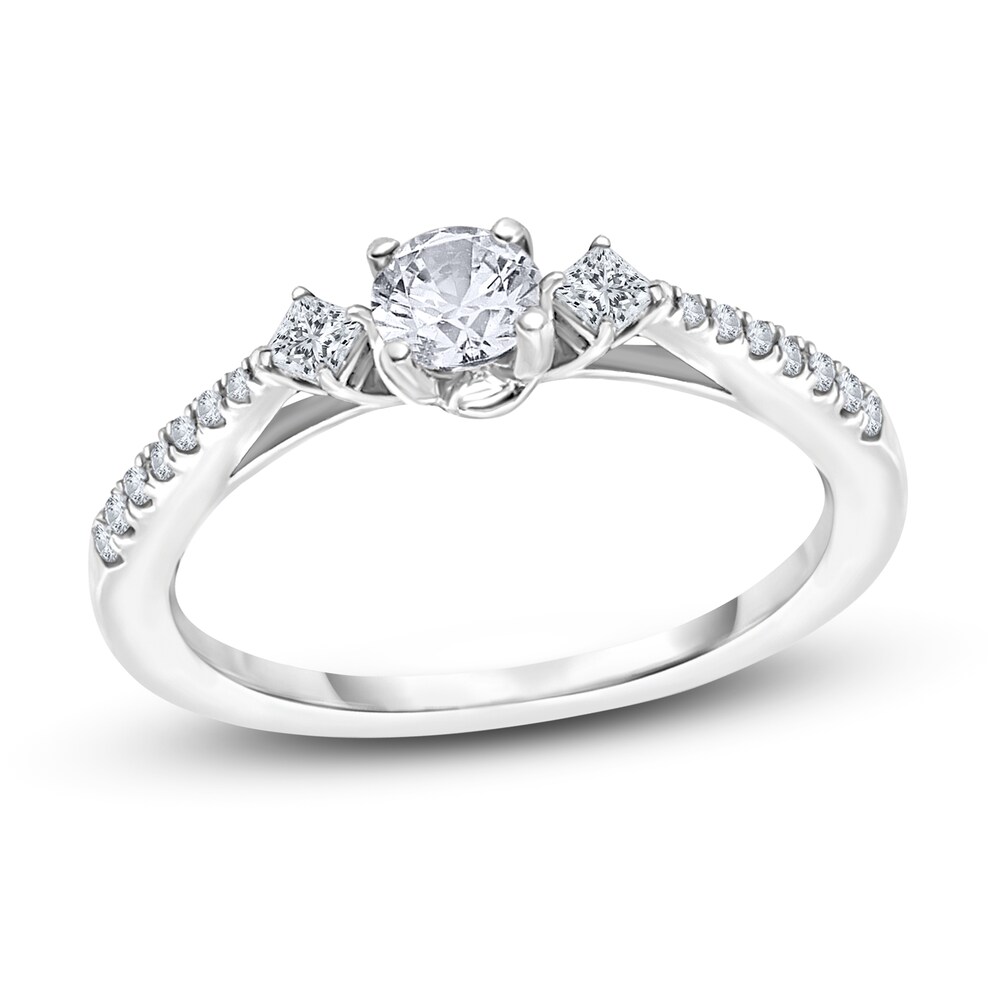 Diamond Engagement Ring 1/2 ct tw Round 14K White Gold xWu9j83H