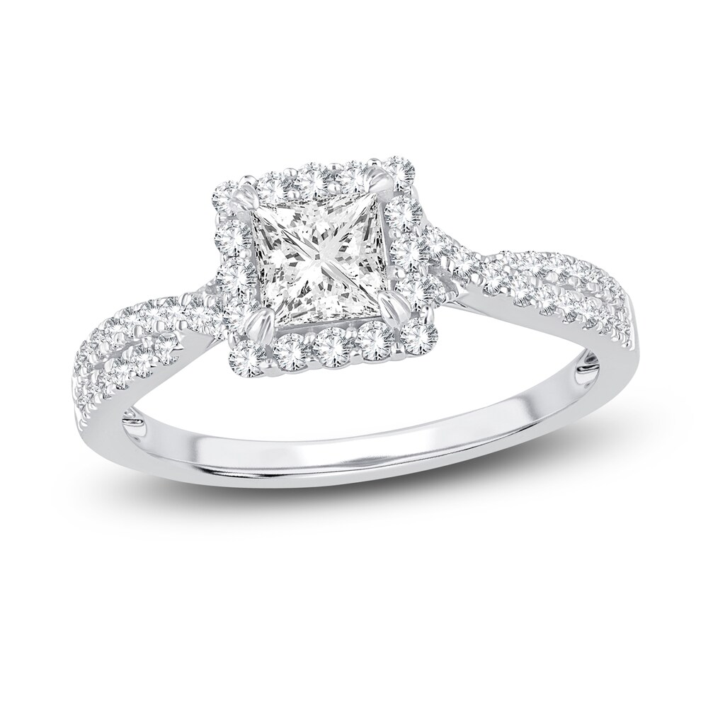 Diamond Engagement Ring 1 ct tw Princess/Round 14K White Gold xiHU782G
