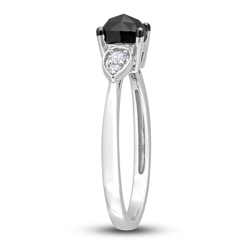 Black & White Diamond Engagement Ring 1 ct tw Cushion/Round 14K White Gold xihcE9P9
