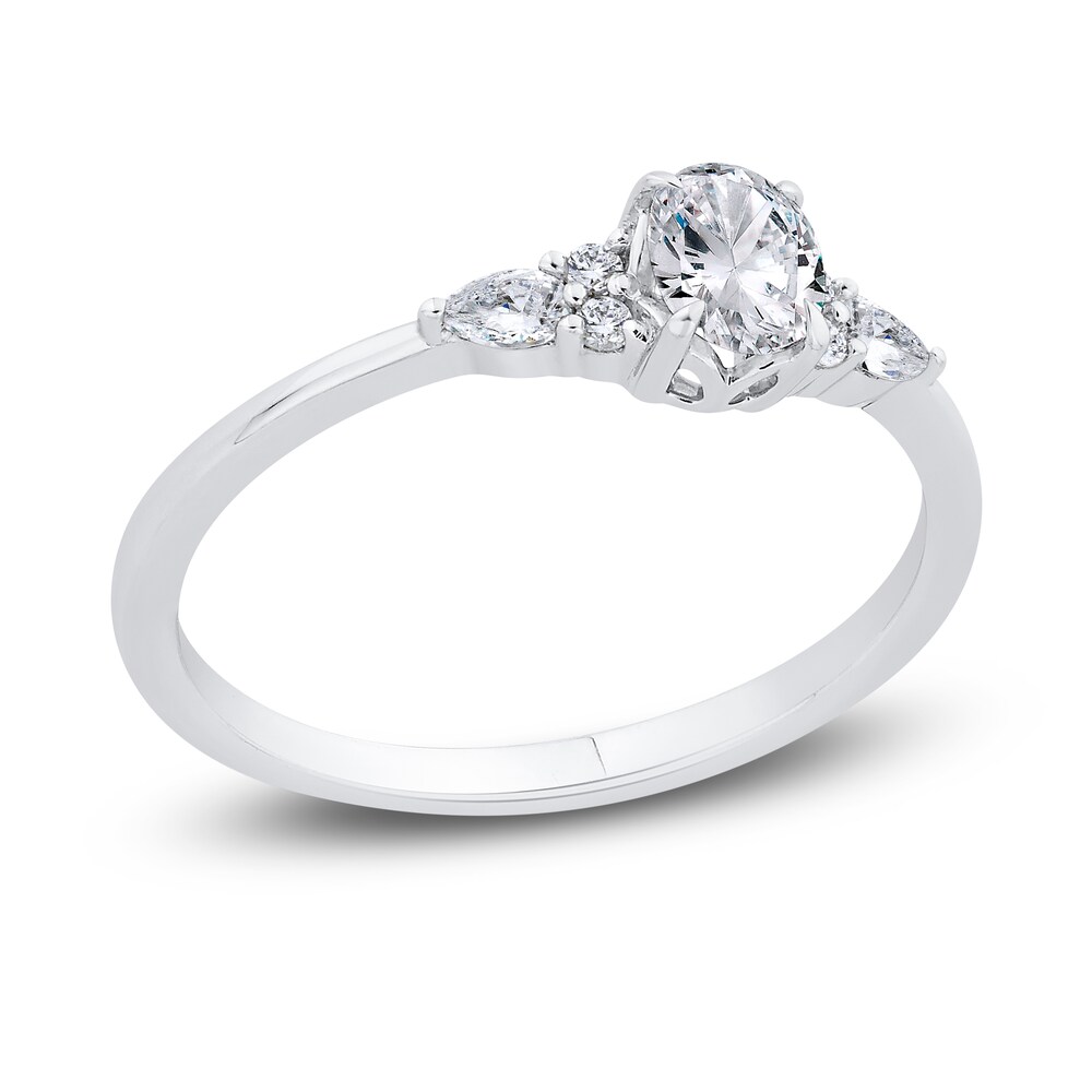 Diamond Engagement Ring 1/2 ct tw Oval/Round/Pear-shaped 14K White Gold xn2TGRyF