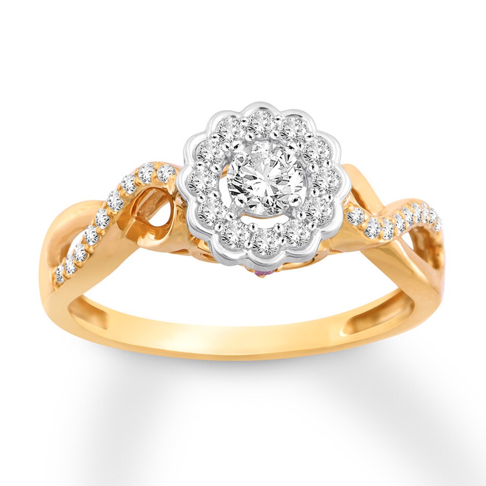 Diamond Promise Ring 3/8 carat tw Round 10K Two-Tone Gold xohhjOvR [xohhjOvR]