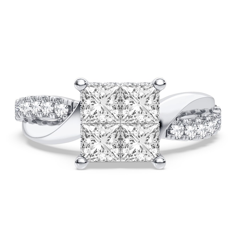 Diamond Engagement Ring 1-1/4 ct tw Princess/Round 14K White Gold xt0qs1Lg