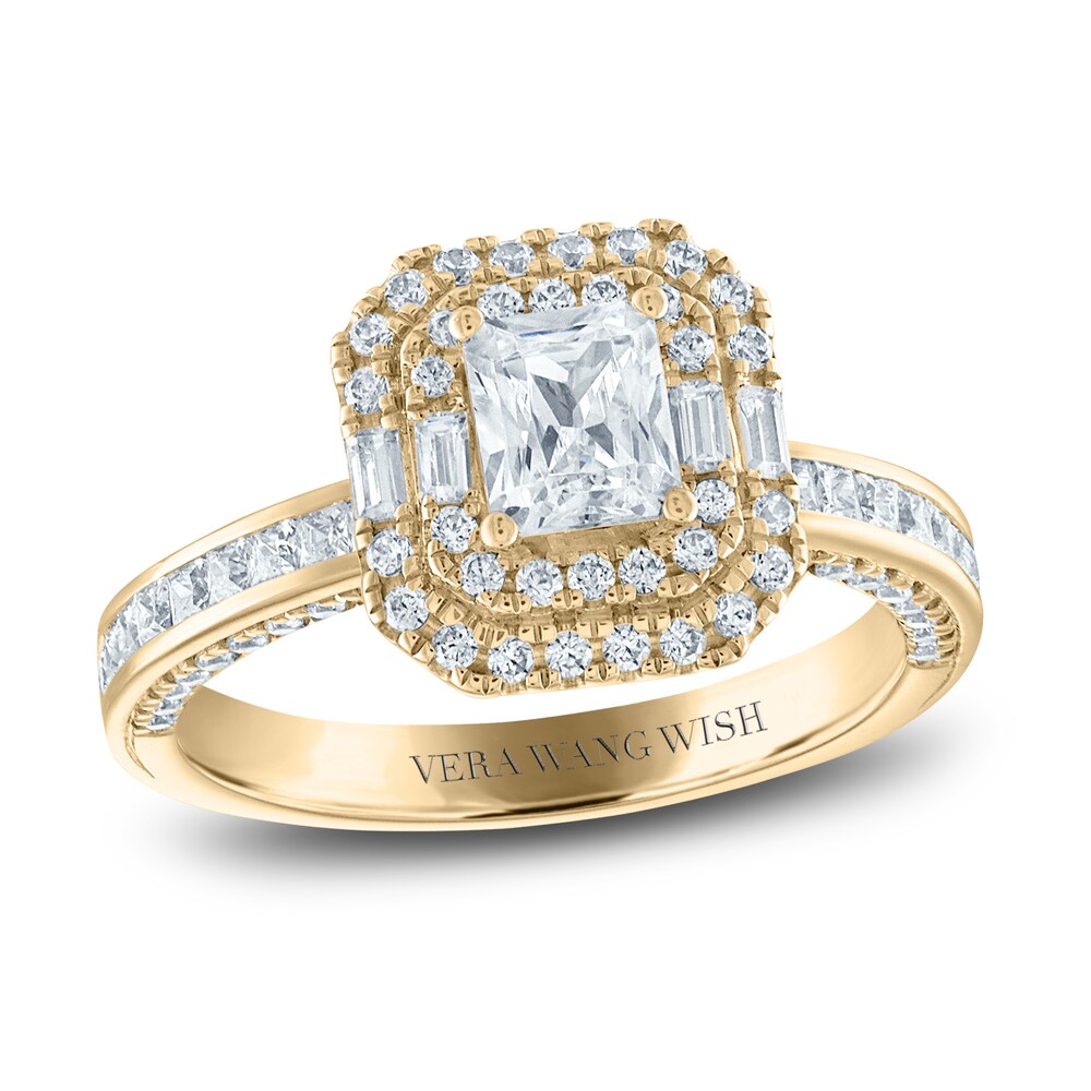 Vera Wang WISH Diamond Engagement Ring 1-1/4 ct tw Radiant/Princess/ Baguette/ Round 14K Yellow Gold xyGPIW6V