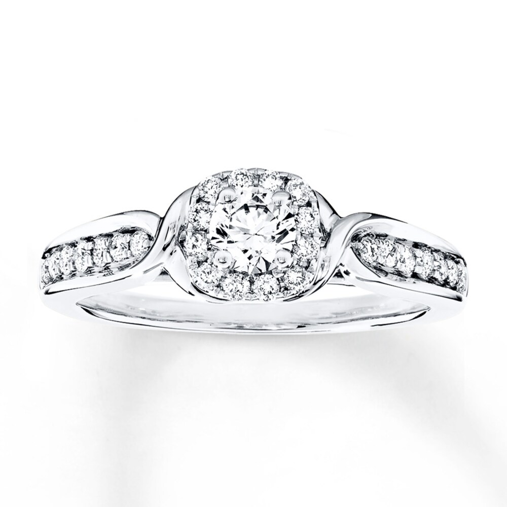 Diamond Engagement Ring 1/2 ct tw Round-cut 14K White Gold y0CcrNA4