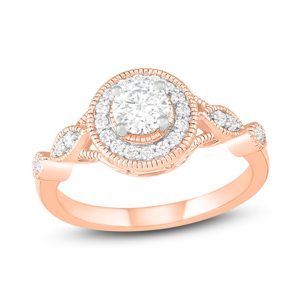 Diamond Engagement Ring 1/2 ct tw Round 14K Rose Gold y3j4pteu
