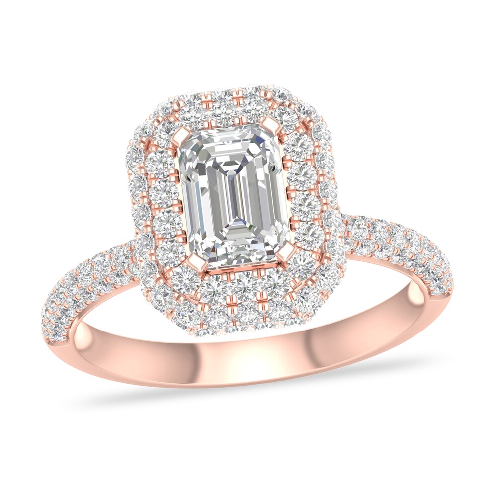 Diamond Ring 1-1/2 ct tw Emerald-cut 14K Rose Gold y5qN7ing