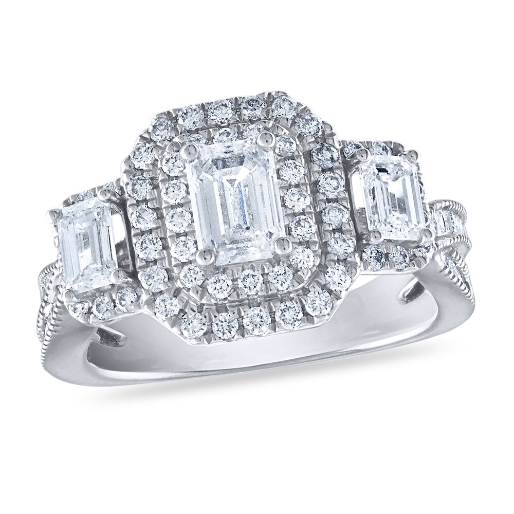Diamond 3-Stone Engagement Ring 2 ct tw RoundEmerald/Princess 14K Two-Tone Gold y6wzSXWb