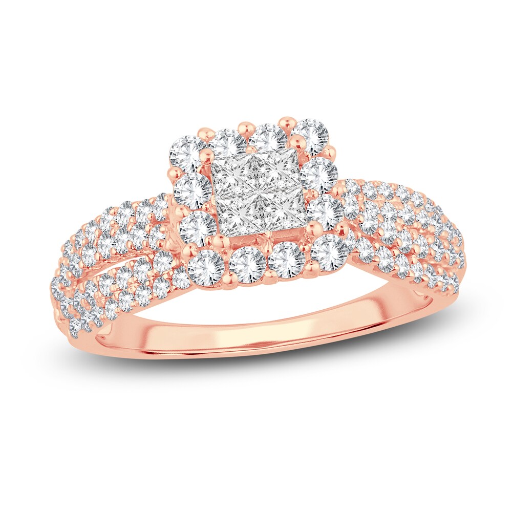 Diamond Ring 1 ct tw Round/Princess 14K Rose Gold yCBVgtk0