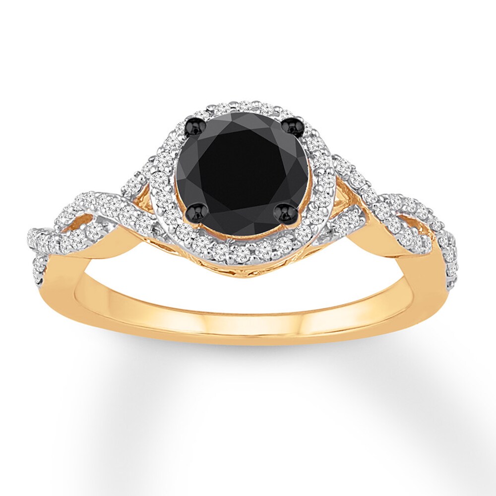 Black Diamond Engagement Ring 1-1/4 carat tw 14K Yellow Gold yF0uW3Wt