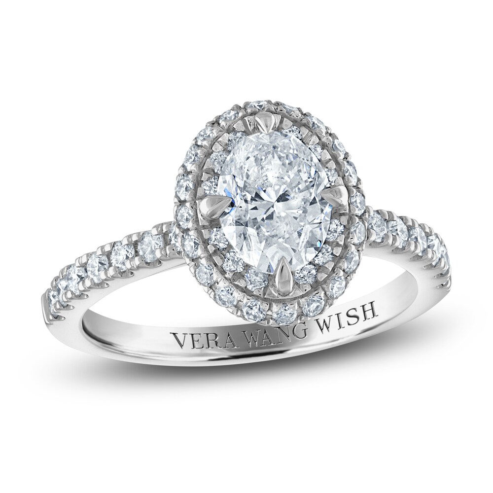 Vera Wang WISH Diamond Engagement Ring 2-3/8 ct tw Oval/ Round 18K White Gold yG4qgha3