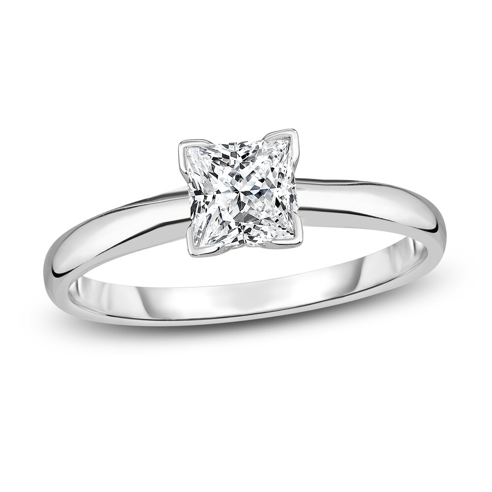 Diamond Solitaire Engagement Ring 3/8 ct tw Princess 14K White Gold (I2/I) yPSWObj6