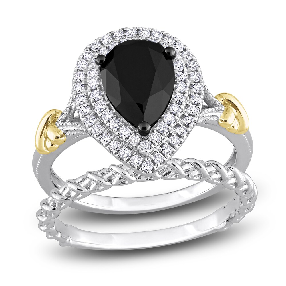 Black Diamond Y-Knot Bridal Set 2-1/3 ct tw Pear/Round 14K Two-Tone Gold yPaAUPGg