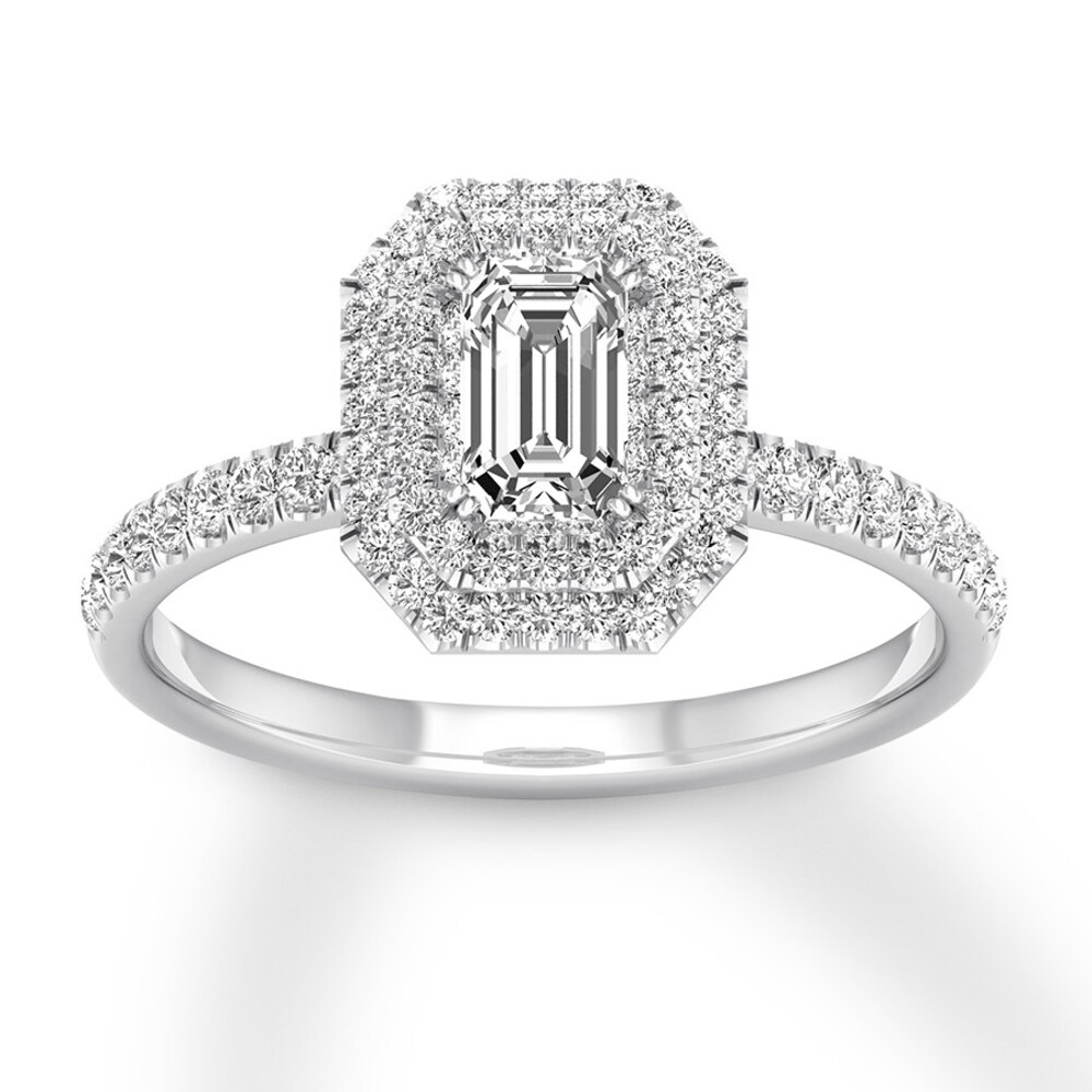 Diamond Engagement Ring 5/8 ct tw Emerald-cut 14K White Gold yRMKctxp