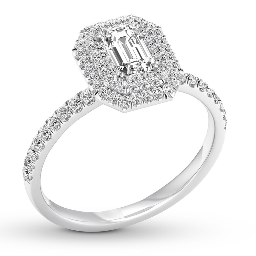 Diamond Engagement Ring 5/8 ct tw Emerald-cut 14K White Gold yRMKctxp