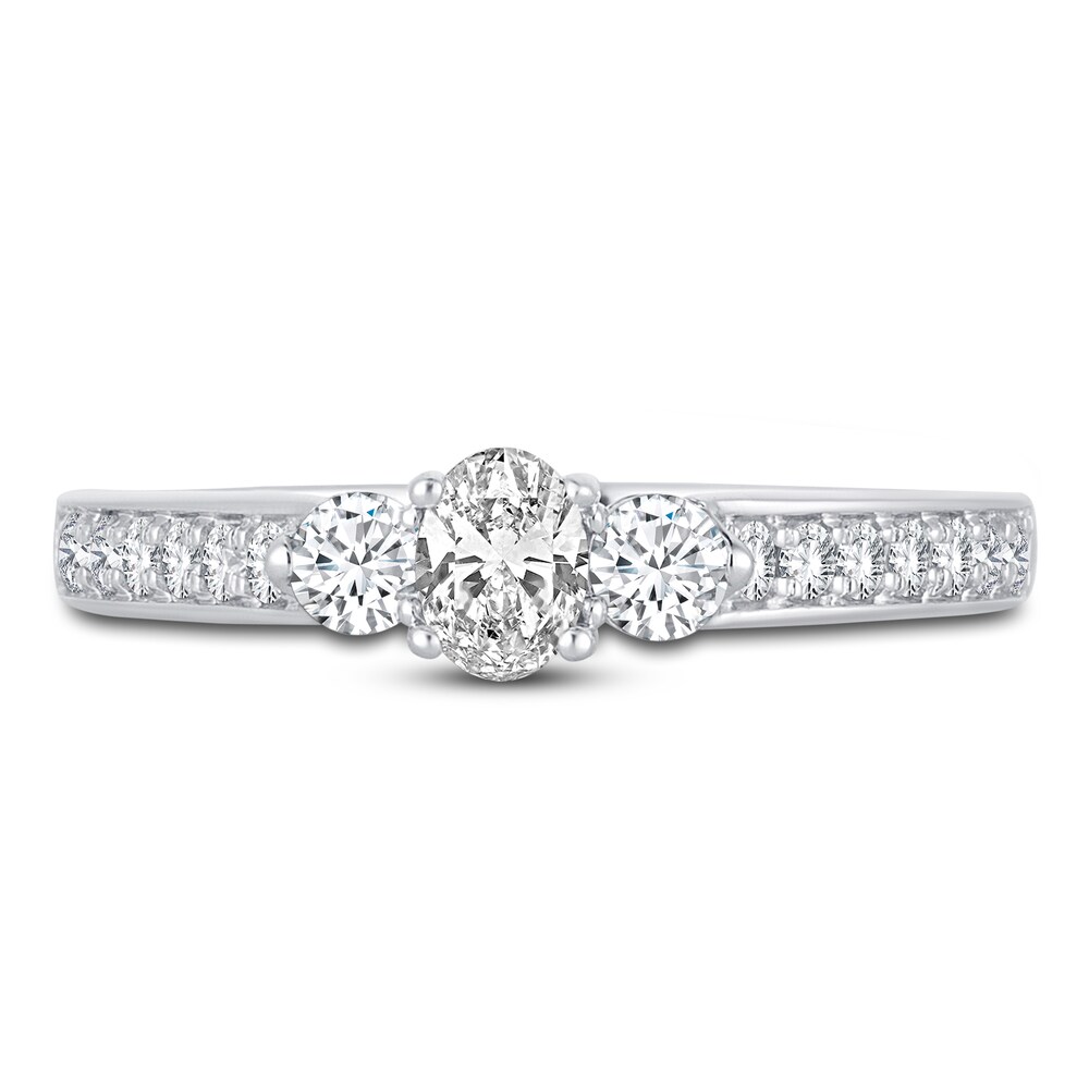 Diamond Ring 3/4 ct tw Round/Oval 14K White Gold ySAdiQCN