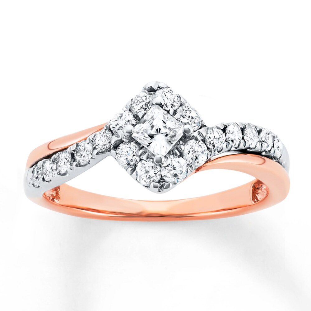 Diamond Engagement Ring 3/4 cttw Princess-cut 14K Two-Tone Gold yeMcC6af